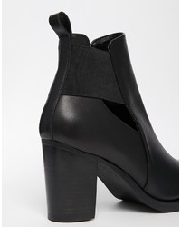 schwarze Leder Stiefeletten mit Ausschnitten von Asos