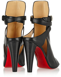 schwarze Leder Stiefeletten mit Ausschnitten von Christian Louboutin