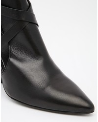 schwarze Leder Stiefeletten mit Ausschnitten von H by Hudson