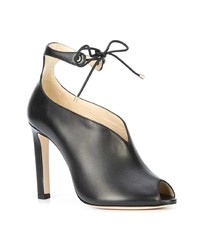 schwarze Leder Stiefeletten mit Ausschnitten von Jimmy Choo