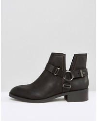 schwarze Leder Stiefeletten von Asos