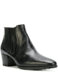 schwarze Leder Stiefeletten von Tod's