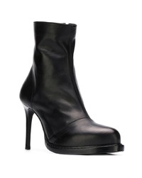 schwarze Leder Stiefeletten von Ann Demeulemeester