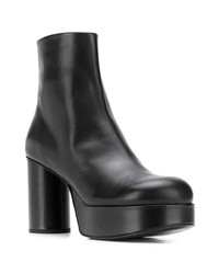 schwarze Leder Stiefeletten von Jil Sander