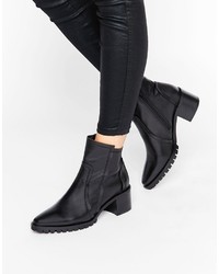 schwarze Leder Stiefeletten von Asos