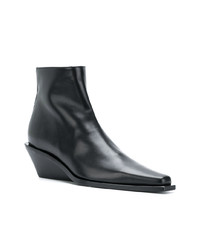 schwarze Leder Stiefeletten von Ann Demeulemeester