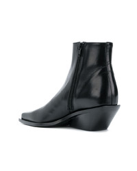 schwarze Leder Stiefeletten von Ann Demeulemeester