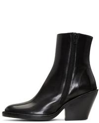 schwarze Leder Stiefeletten von Ann Demeulemeester