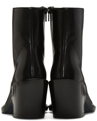 schwarze Leder Stiefeletten von Ann Demeulemeester