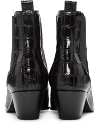 schwarze Leder Stiefeletten von Saint Laurent