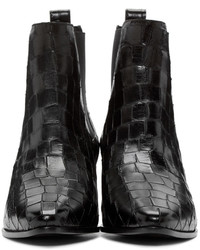 schwarze Leder Stiefeletten von Saint Laurent