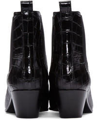 schwarze Leder Stiefeletten von Saint Laurent