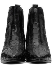 schwarze Leder Stiefeletten von Saint Laurent