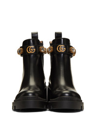 schwarze Leder Stiefeletten von Gucci