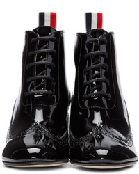 schwarze Leder Stiefeletten von Thom Browne