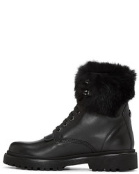 schwarze Leder Stiefeletten von Moncler