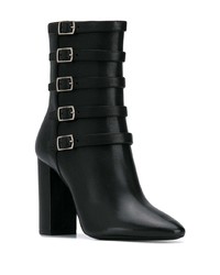 schwarze Leder Stiefeletten von Saint Laurent