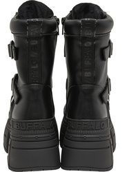 schwarze Leder Stiefeletten von Buffalo