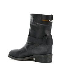 schwarze Leder Stiefeletten von Via Roma 15