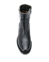 schwarze Leder Stiefeletten von Via Roma 15