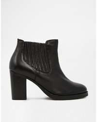 schwarze Leder Stiefeletten von Asos