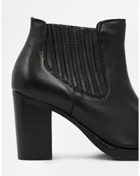 schwarze Leder Stiefeletten von Asos