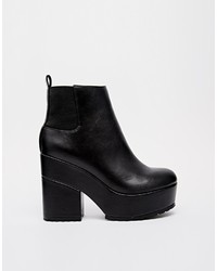 schwarze Leder Stiefeletten von Asos