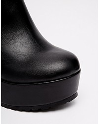 schwarze Leder Stiefeletten von Asos