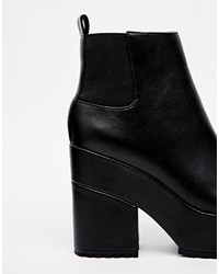 schwarze Leder Stiefeletten von Asos