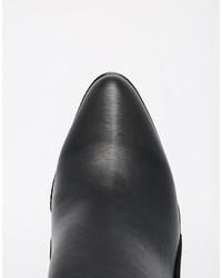 schwarze Leder Stiefeletten von Asos