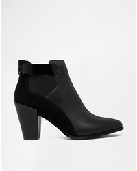 schwarze Leder Stiefeletten von Asos