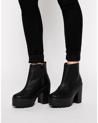 schwarze Leder Stiefeletten von Asos