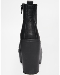 schwarze Leder Stiefeletten von Asos