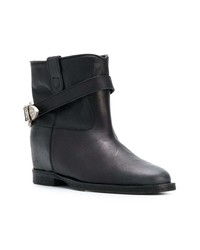 schwarze Leder Stiefeletten von Via Roma 15