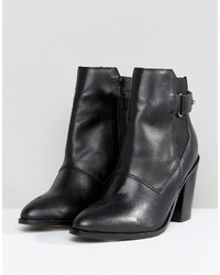 schwarze Leder Stiefeletten von Asos