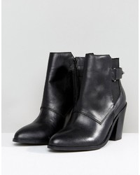 schwarze Leder Stiefeletten von Asos