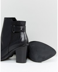 schwarze Leder Stiefeletten von Asos