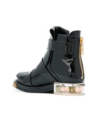 schwarze Leder Stiefeletten von Alexander McQueen