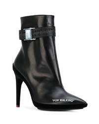 schwarze Leder Stiefeletten von Off-White