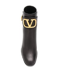 schwarze Leder Stiefeletten von Valentino