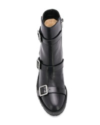 schwarze Leder Stiefeletten von Jimmy Choo