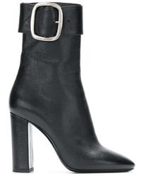 schwarze Leder Stiefeletten von Saint Laurent