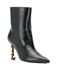 schwarze Leder Stiefeletten von Saint Laurent