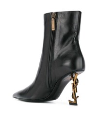 schwarze Leder Stiefeletten von Saint Laurent