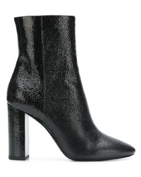 schwarze Leder Stiefeletten von Saint Laurent