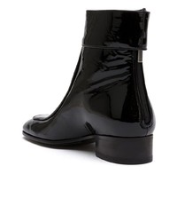 schwarze Leder Stiefeletten von Saint Laurent