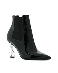 schwarze Leder Stiefeletten von Saint Laurent