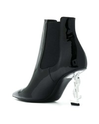 schwarze Leder Stiefeletten von Saint Laurent