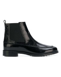 schwarze Leder Stiefeletten von Tod's