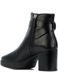 schwarze Leder Stiefeletten von Tod's